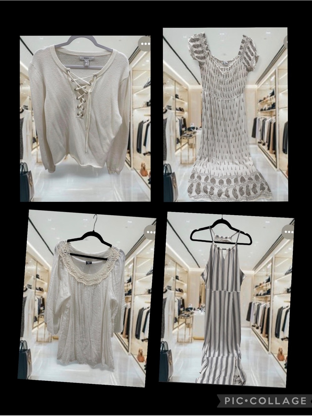 Bundle of 4 women’s Sz 2x Maxi dresses, mini dress, and cozy sweater -white lot